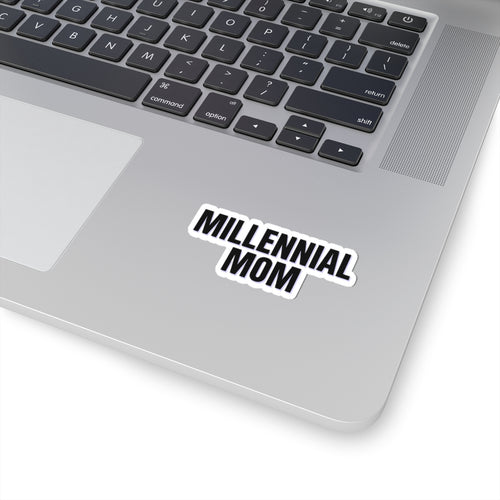 Millennial Mom Kiss-Cut Sticker — Retro Bold Text Laptop Decal for Moms
